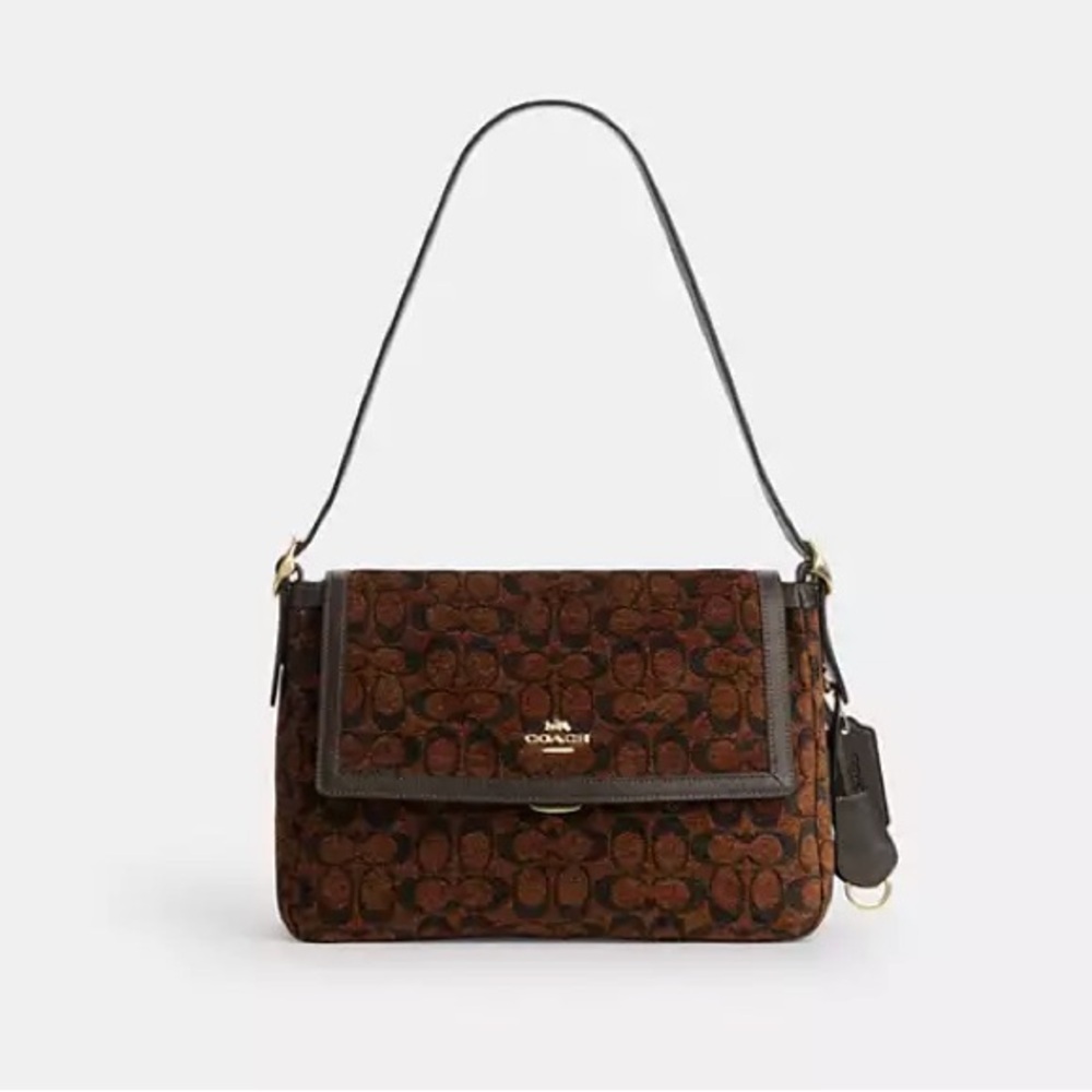 Coach Etta Flap Shoulder Bag In Signature Chenille NWT